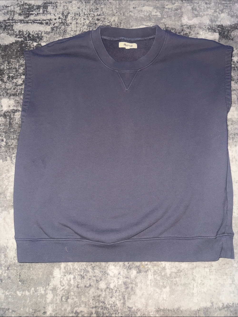 Madewell Navy Sleeveless Crewneck Sweatshirt